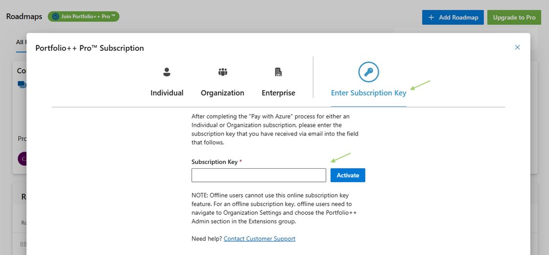Enter subscription key
