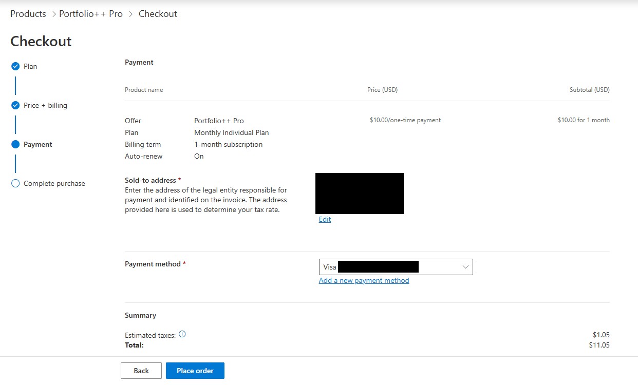 Payment page