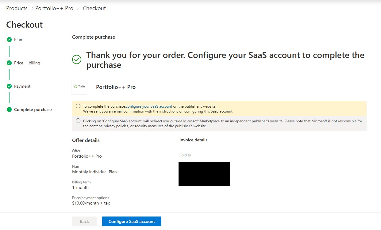 Complete purchase page