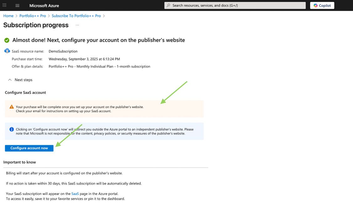 Configure account