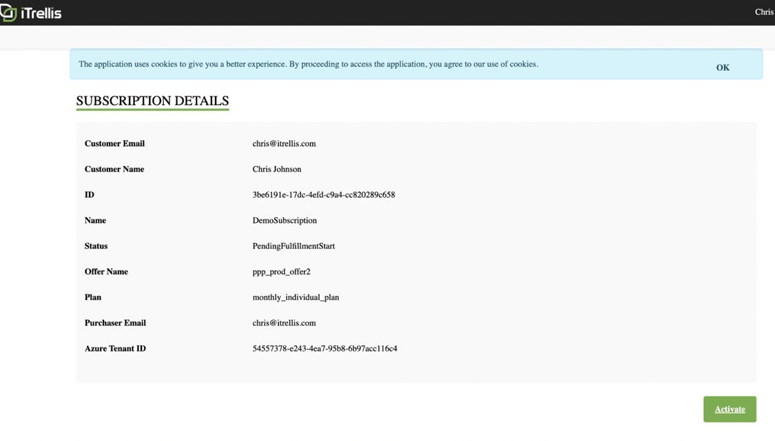 Activate subscription